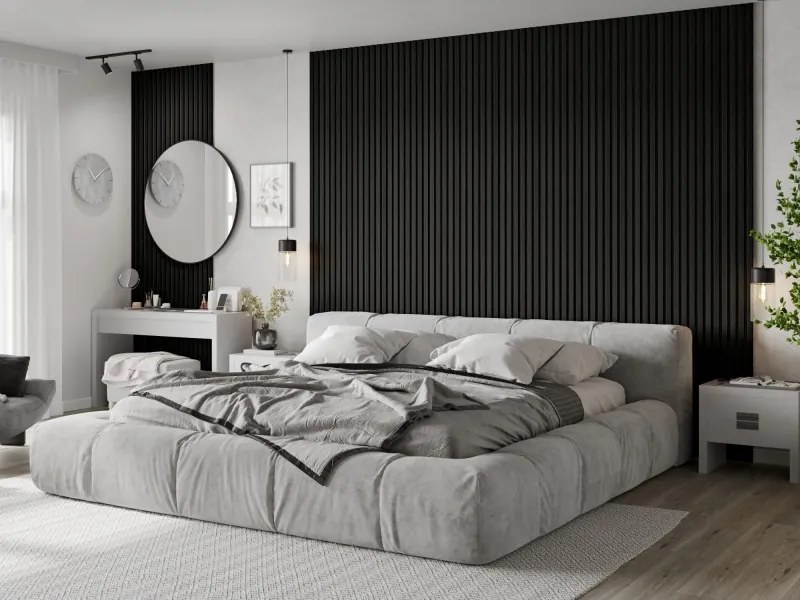 Mexen Lam-F, akustické stenové lamely 275 × 30 cm, plstený podklad 8 mm, technická dyha, dub čierny striebristý, S105-275307-3015-025
