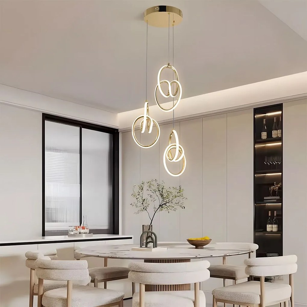 Toolight Toolight, LED závesné svietidlo G082-3CPR, zlatá, OSW-09741