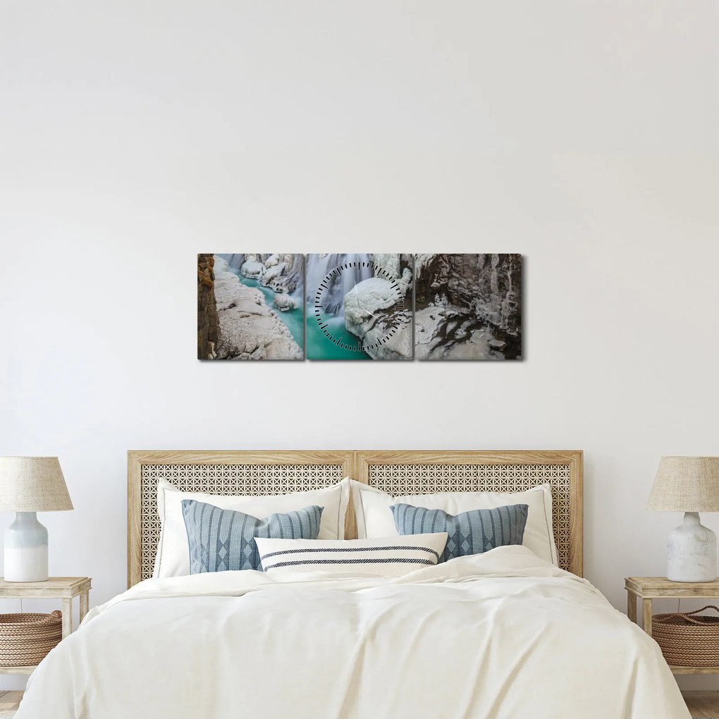 Obraz - Islandská príroda (s hodinami) (90x30 cm)