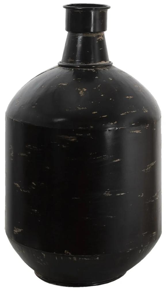Čierna kovová dekoračná váza s odieraním Tinn - Ø 24 * 45 cm