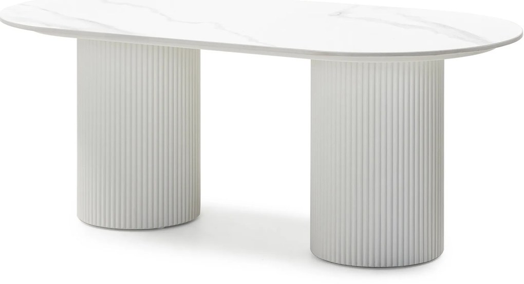 Konferenčný stolík Apulias 120 cm biely/mramor