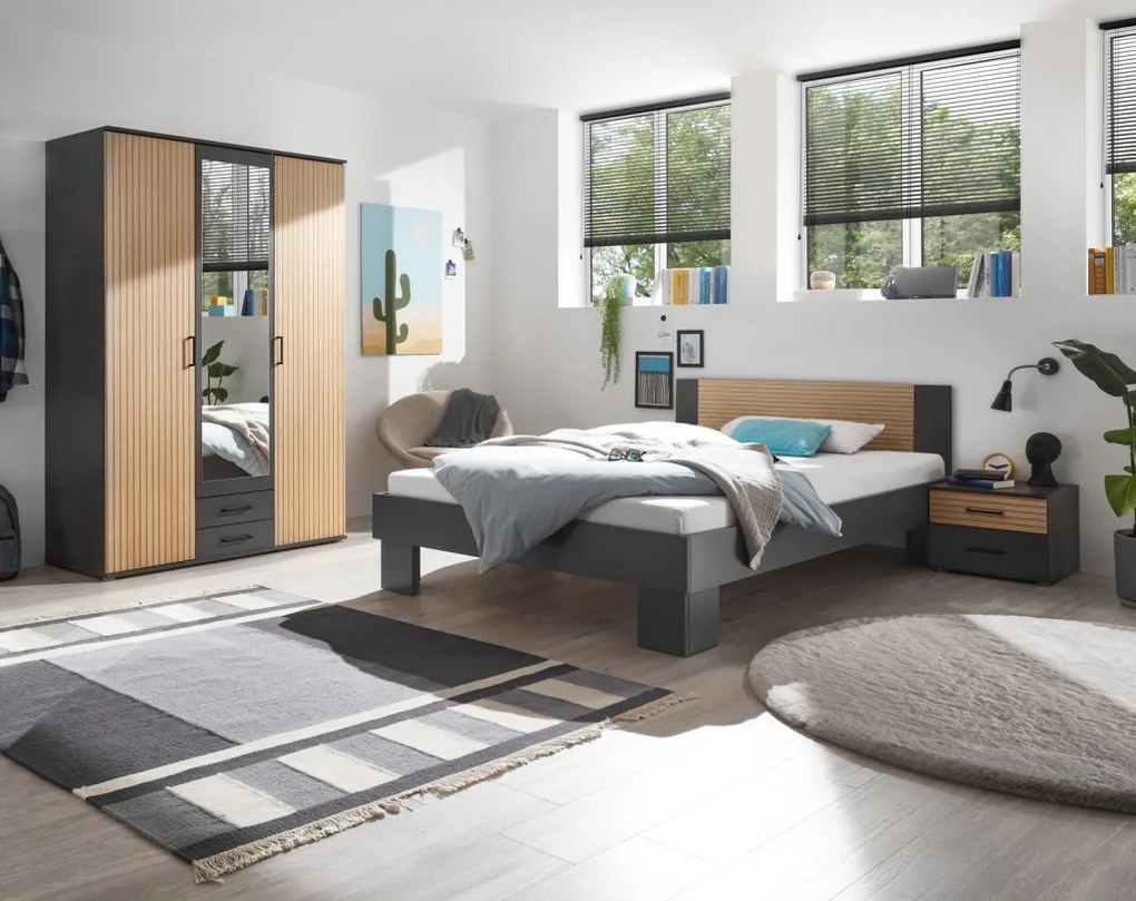 Posteľ Laurie 180x200 cm, grafit/dub