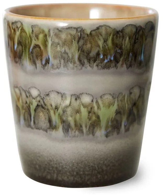 Zeleno-sivý retro hrnček na kávu Coffee 70s Fern - Ø 7,5 * 8cm / 230 ml