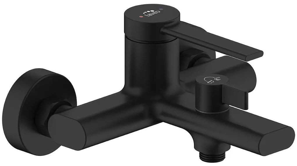 Laveo Pinar, nástenná vaňová batéria bez sprchovej súpravy 150mm, čierna matná, LAV-BAW_710D