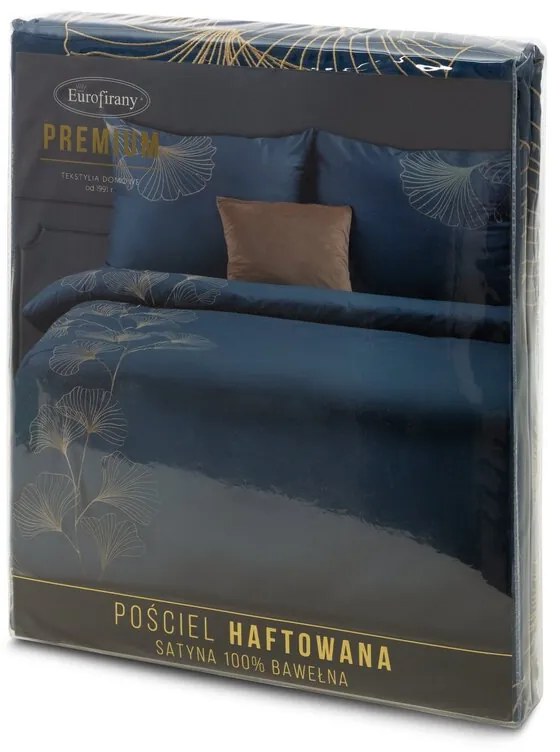 EUROFIRANY Súprava kvalitnej bavlnenej posteľnej bielizne 160 cm x 200 cm tmavomodrá satén 100% bavlna Rozmery textílií: 160 X 200 cm, 2 ks. 70 X 80 cm