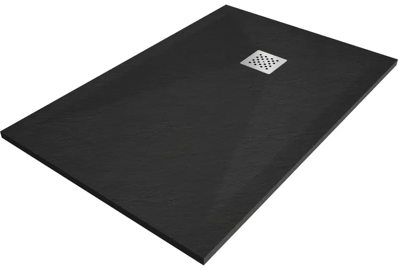 Mexen Stone+, obdĺžniková vanička z minerálneho kompozitu 130 x 70 cm, čierna matná, 44707013