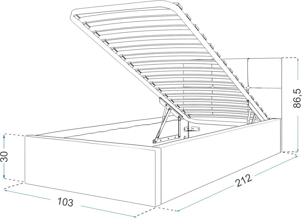 Čalúnená jednolôžková posteľ s úložným priestorom Ingrit 90x200 - ružová