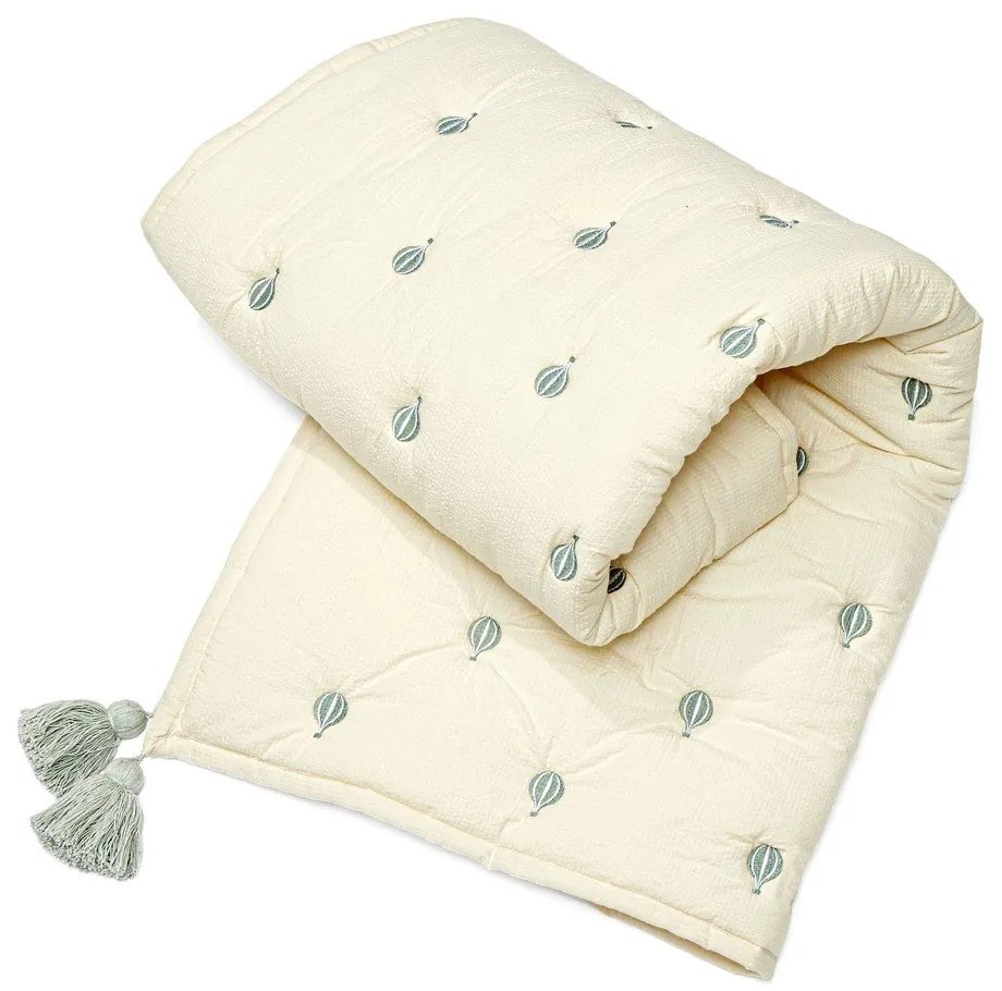 Svetložltá/modrá prešívaná detská deka z Bio bavlny 90x120 cm Balloon – Cam Cam Copenhagen