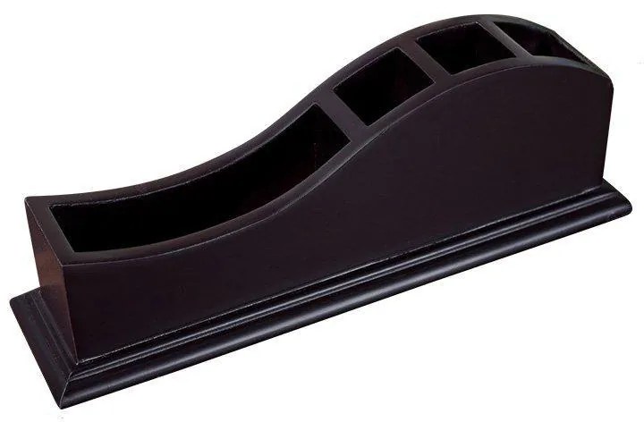 Elegantný drevený stojan na perá a vizitky, vlnka, tmavohnedý HX-1006