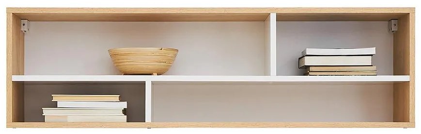 Polička Pixel Px12 sušienkový dub / biely lux / sivý