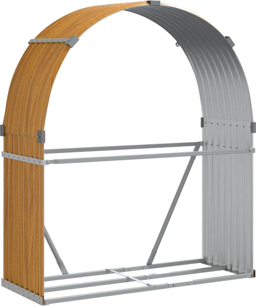 vidaXL Držiak na polená drevený vzhľad 120x45x140 cm pozinkovaná oceľ