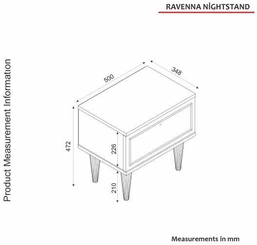 Nočný stolík RAVENNA 47,2x50 cm biela/čierna/zlatá