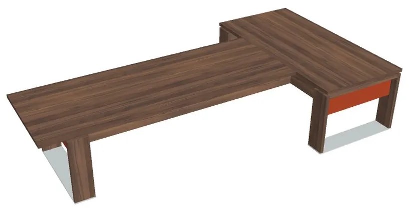 Stôl Verno+ S 200 x 370 cm s rokovacím prvkom, orech / oranžová