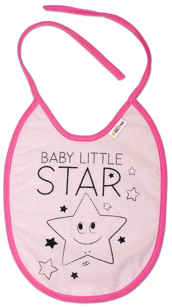 Nepromokavý podbradník, 24 x 23 cm Baby Nellys veľký Baby Little Star - ružová