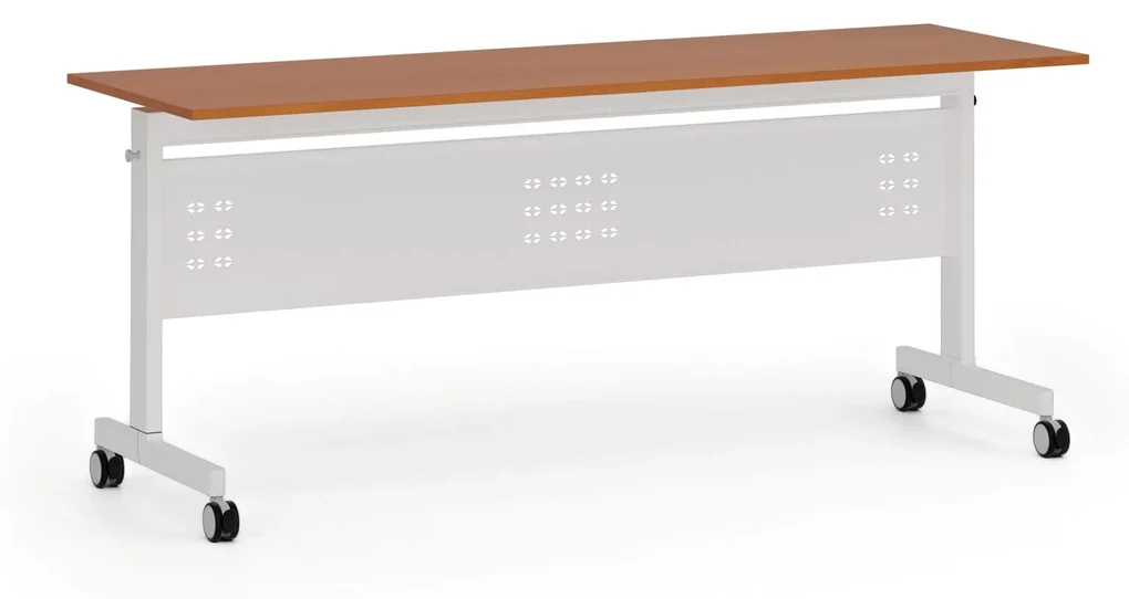 Mobilný stôl PRIMO MOBI, 1800 x 600 mm, biela podnož, čerešňa