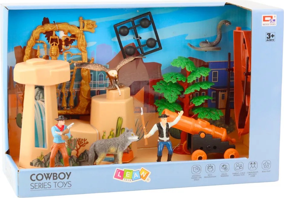 LEAN Toys Súprava figúrok kovbojov z divokého západu Cowboy Cannon Boat