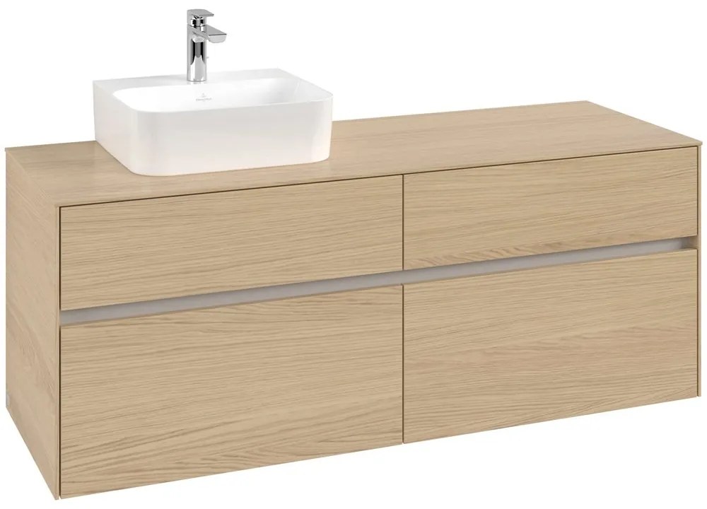 VILLEROY &amp; BOCH Collaro závesná skrinka pod umývadlo na dosku (umývadlo vľavo), 4 zásuvky, 1400 x 500 x 548 mm, Nordic Oak, C10100VJ