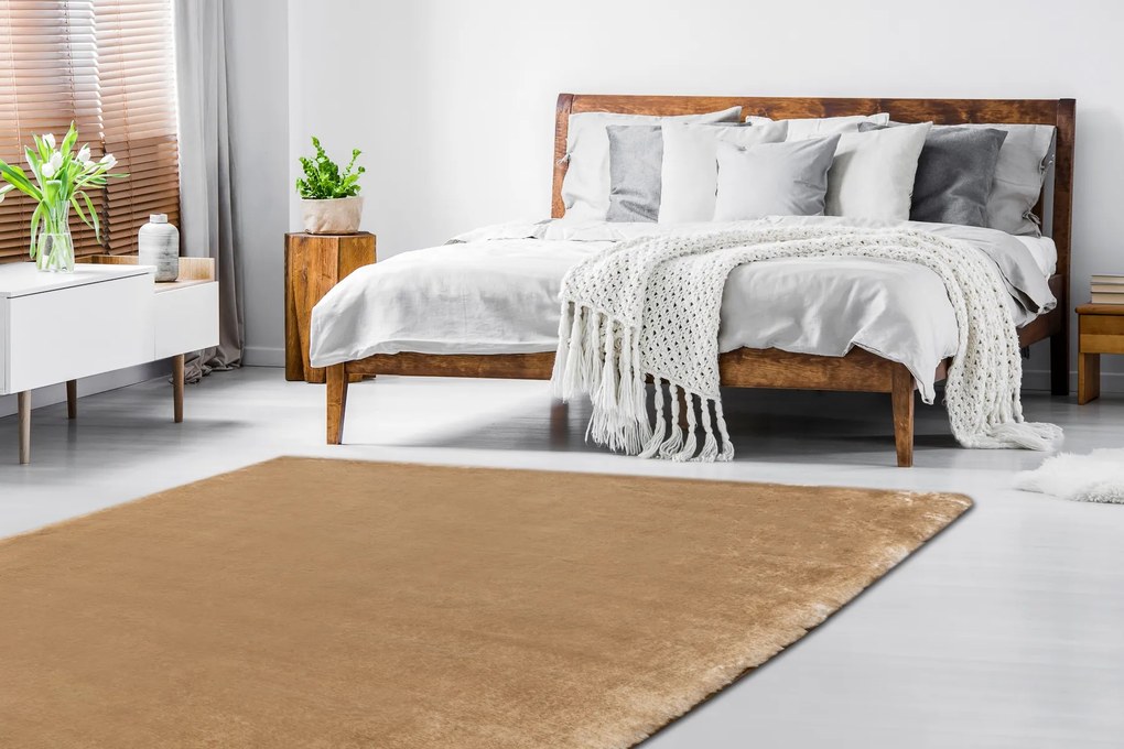 Koberec prateľný LAPIN Shaggy, hnedý/ slonová kosť