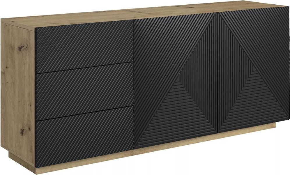 Dvojdverová komoda Asha 167 cm so zásuvkami - artisan / čierny mat