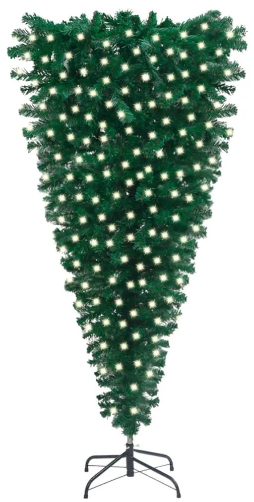 Prevrátený osvetlený umelý vianočný stromček, zelený 210 cm 3077976