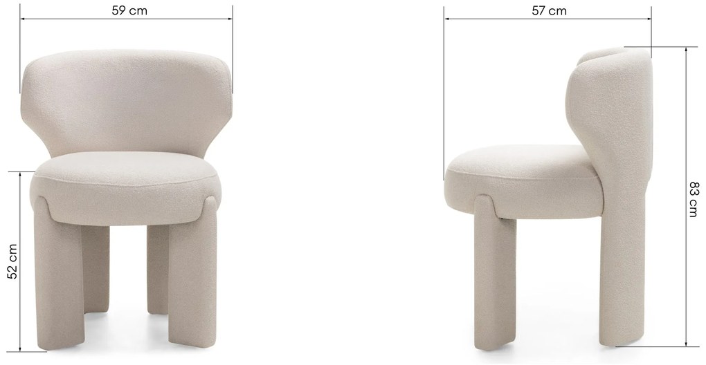 Jídelní designová židle Elaine boucle krémová