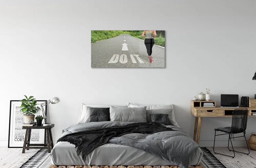 Obraz na skle Žena road kurz 120x60 cm