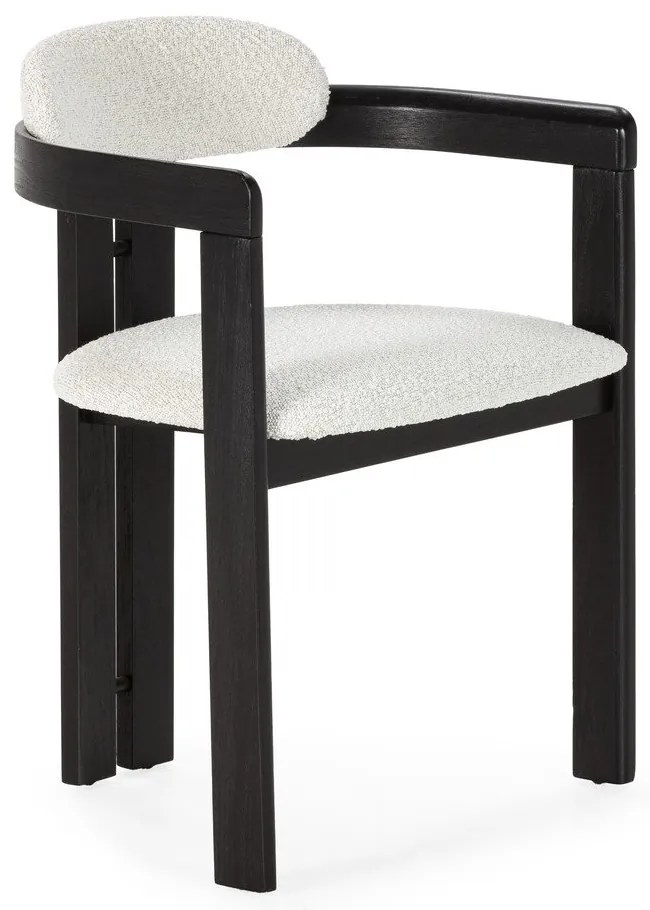 Biele/čierne čalúnené jedálenské kreslá v súprave s podrúčkami 2 ks Eiden – MOME