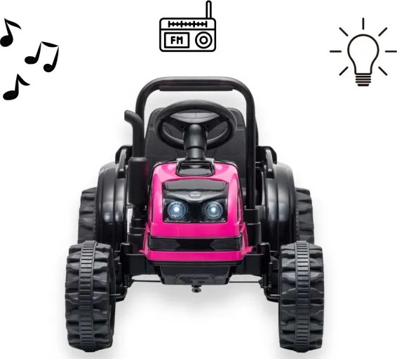 Elektrický traktor Milly Mally s prívesom ružový