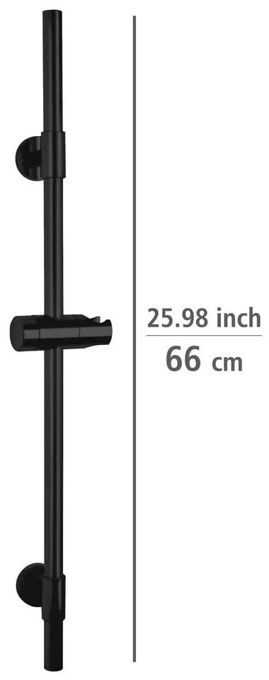 Čierna nástenná sprchová tyč z nerezovej ocele 66 cm Basic - Wenko