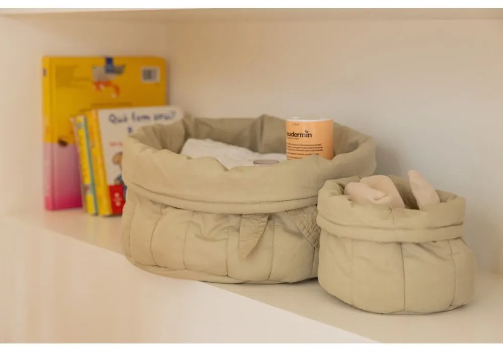 Svetlozelené látkové detské úložné boxy v súprave 2 ks ø 30x20 cm Bambie Olive – Lorena Canals