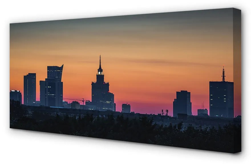 Obraz na plátne Sunset panorama Varšavy 120x60 cm