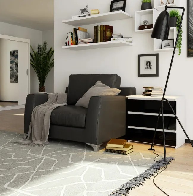 Nočný stolík CL3 60 cm biely / čierny, lesk