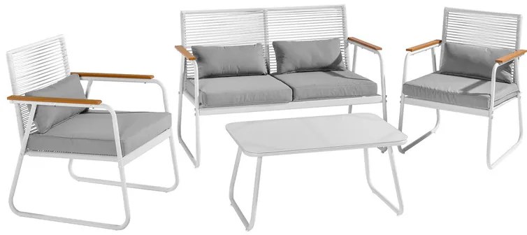Livarno home Záhradná sedacia súprava, 4-dielna, biela (850000464)