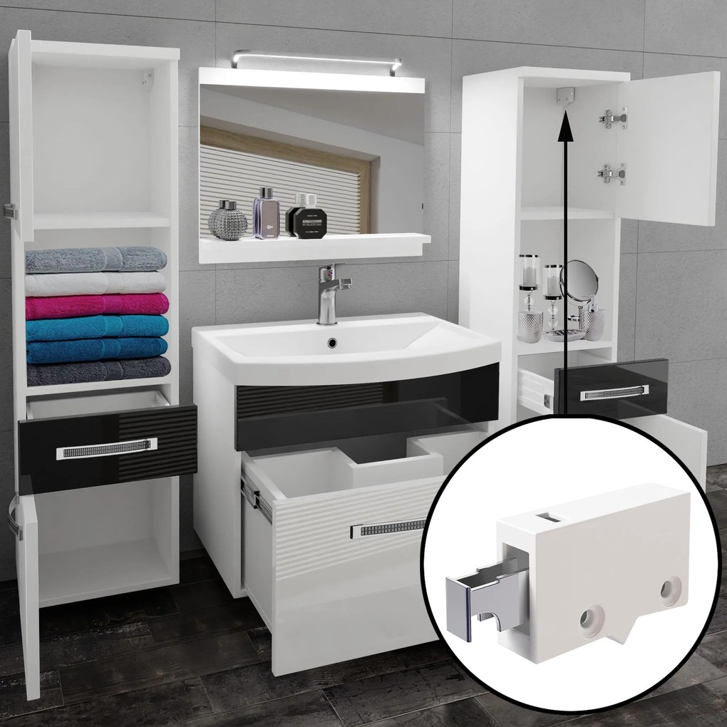 Kúpeľňový nábytok Belini Premium Full Version biely lesk + umývadlo + zrkadlo + LED osvetlenie Glamour 81