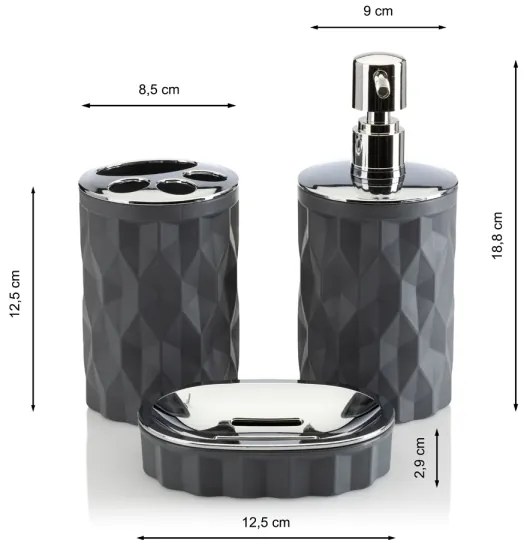 Kúpeľňový set REINA 5 ks antracit/chróm