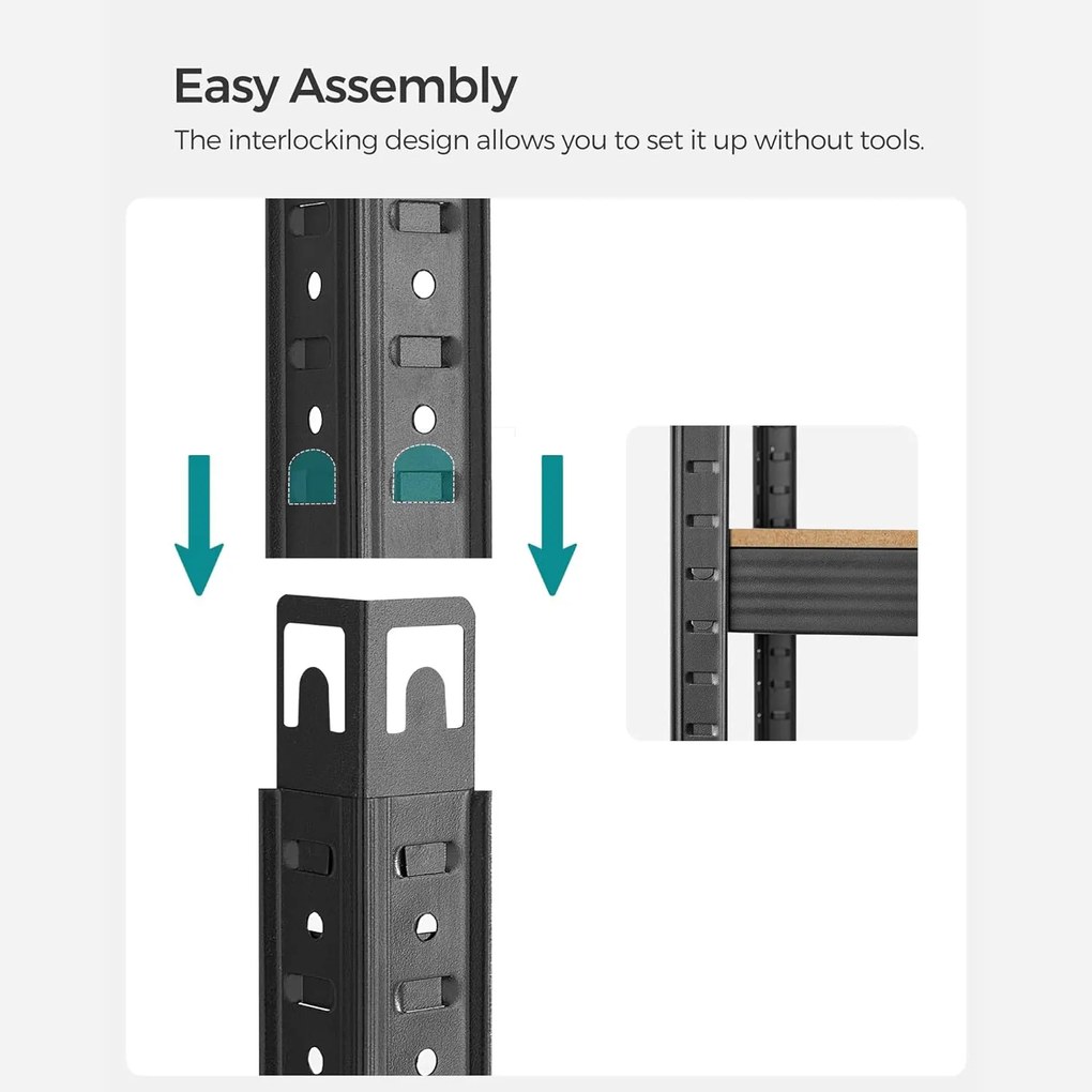 Regál s vysokou nosnosťou, nastaviteľné police, rustikálny hnedý