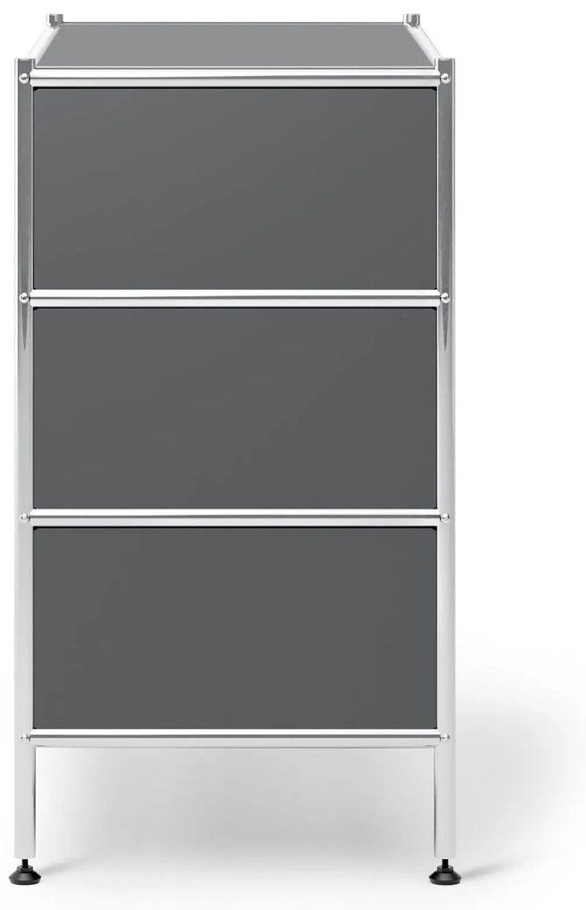 Kovová komoda »CN3« s 3 zásuvkami, sivá