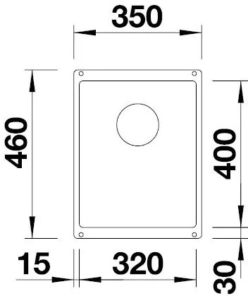 Blanco Subline 320-U, silgranitový drez pod pracovnú dosku 350x460x190 mm, 1-komorový, tmavá hnedá, BLA-523415