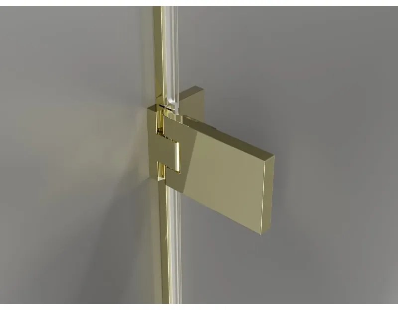 Mexen Lunar-F, 1-krídlový sprchový kút so skladacími dverami, ľavý, 95 x 70 cm, 8mm číre sklo, zlatý lesklý profil, 836-095-070-50-00-L