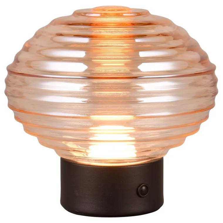 Čierno-béžová stmievateľná LED stolová lampa so skleneným tienidlom (výška 14,5 cm) Earl – Reality