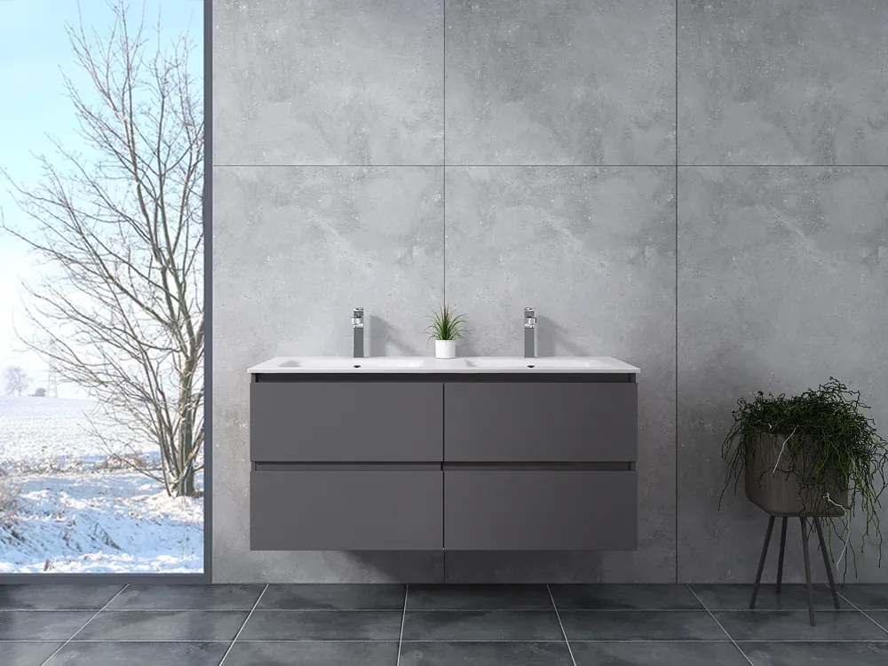 Dijon matná antracitová sivá, Kúpeľňová skrinka s umývadlom 120cm