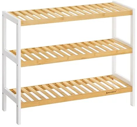 Stojan na topánky, bambusový, 3 police, 55x70x26cm