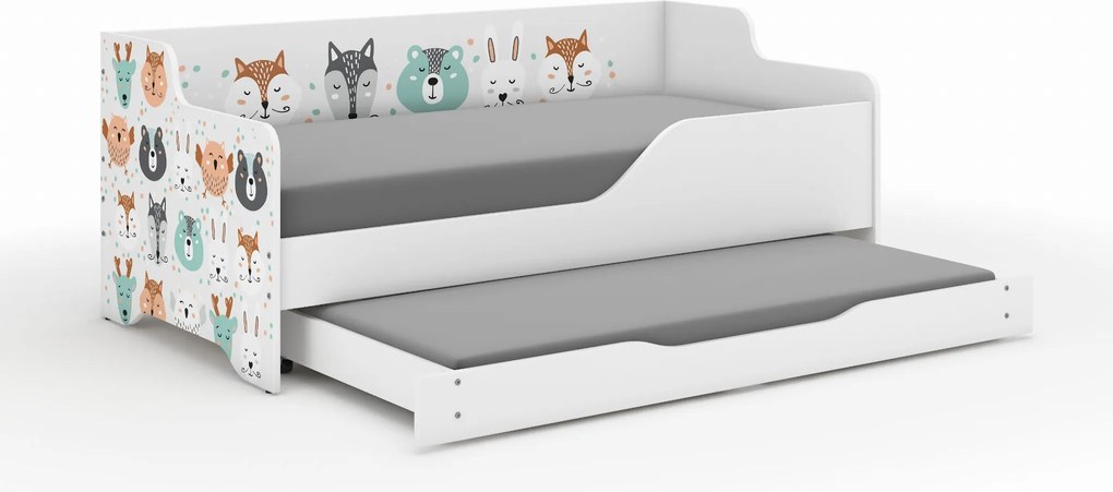 Wooden Toys Detská posteľ LILU 160x80 ZVIERATKÁ s funkciou spania