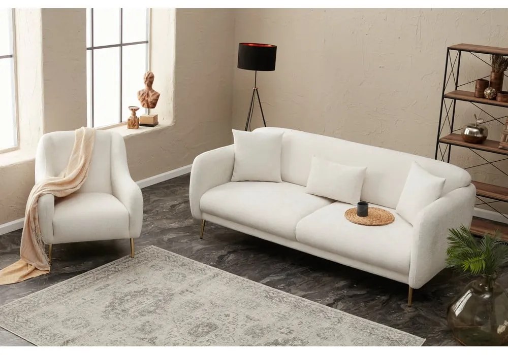 Biela rozkladacia pohovka 210 cm Simena – Balcab Home