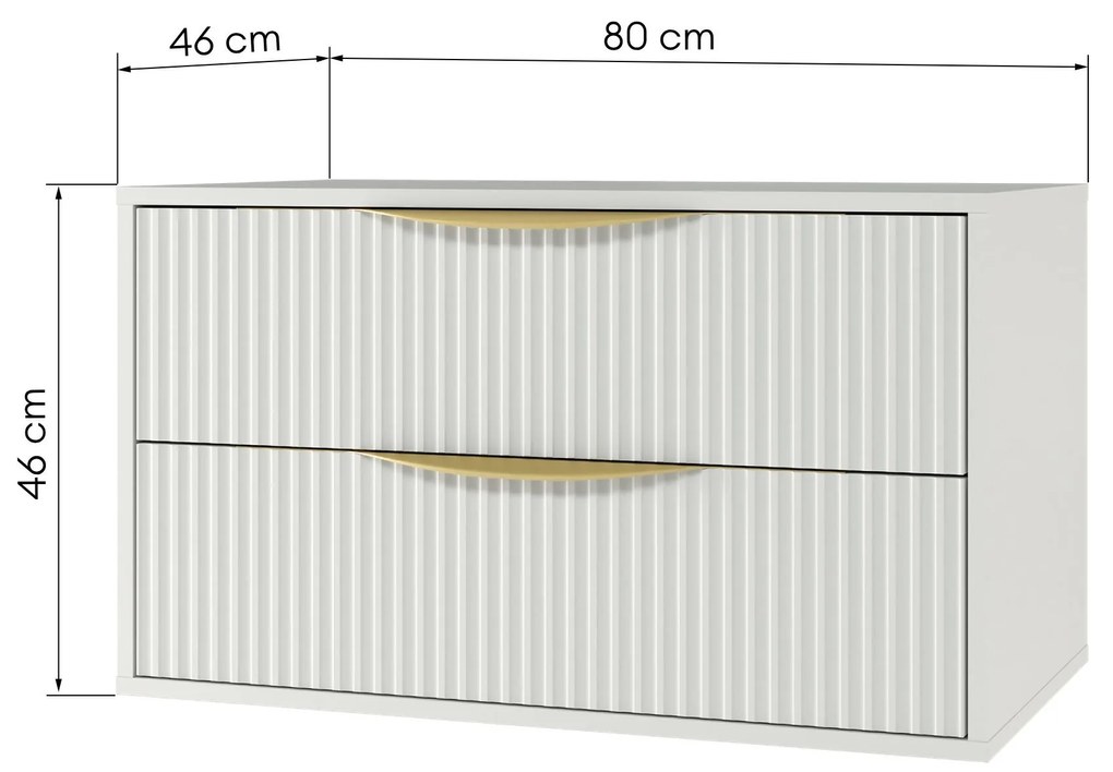 Závěsná skříňka pod umyvadlo Avila s deskou 80 cm bílá/zlatá