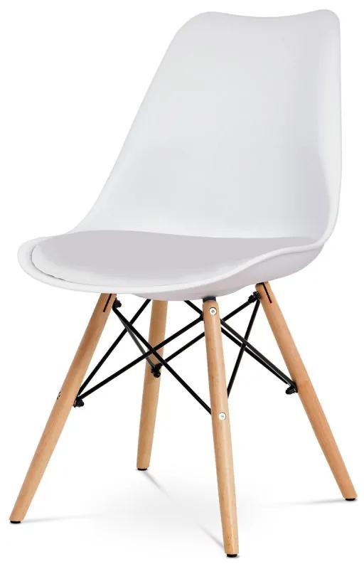 Jedálenská stolička s plastovým sedákom a operadlom biela