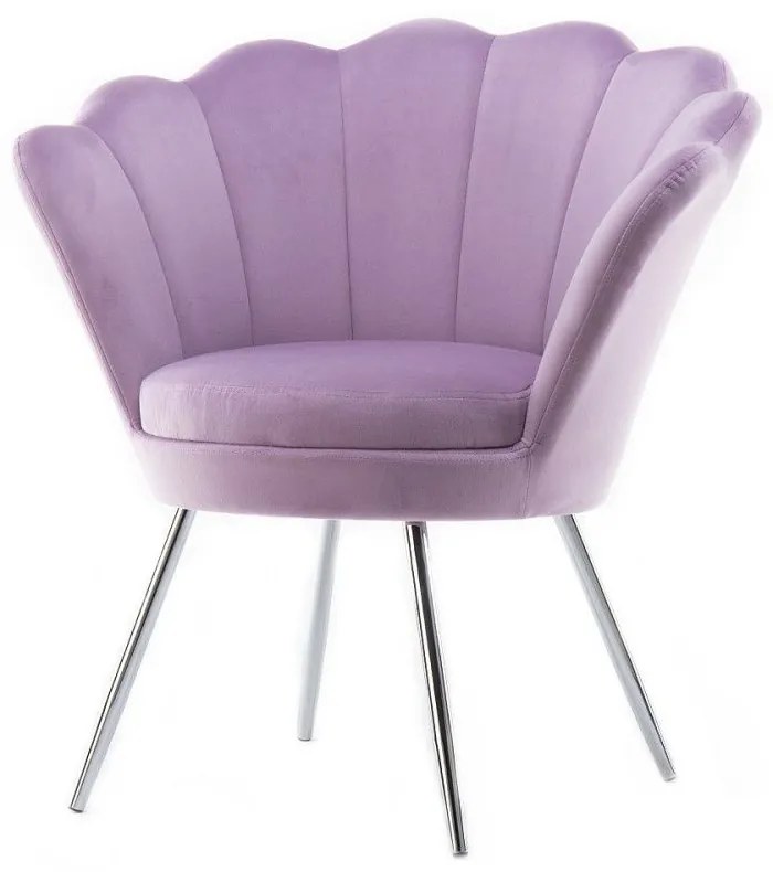 LuxuryForm DESIGN Kreslo FREY VELUR so striebornými nohami - levanduľa