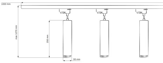 Luster na lanku do lištového systému MARIBEL 3xGU10/10W/230V + 1 m lištový systém