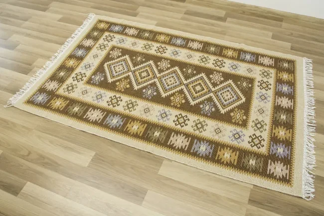 Obojstranný koberec / behúň Kilim medový 3