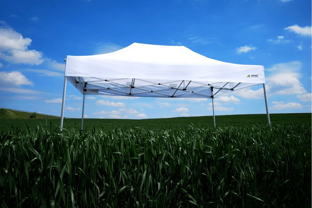BRIMO Hliníkový promo stan 4x4 m ALU EXCLUSIVE – 3 steny, HEX 45 mm - s 3 stenami - Modrá 16